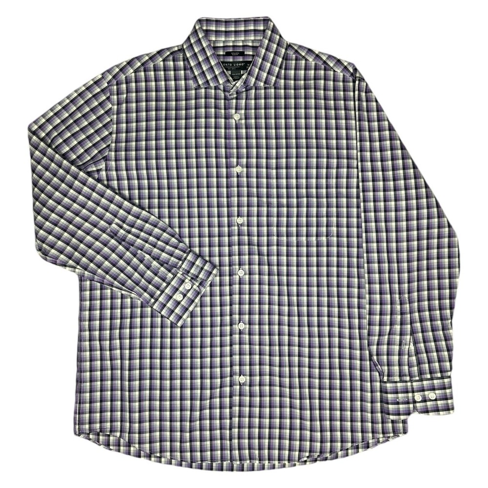 Pronto Uomo Men's L Button-Down Long Sleeve Dress‎ Shirt | Classic Essential